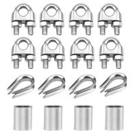 Abimars Wire Rope Cable Clip/Clamp, Thimble, Aluminum Crimping Loop For 3/8" Wire Rope Cable - 304 Stainless Steel