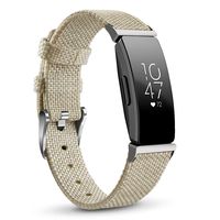 NAHAI Compatible with Fitbit Inspire HR Bands/Fitbit Inspire Band, Canvas Woven Fabric Bands Quick Release Strap Breathable Replacement Wristband for Fitbit Inspire, Women Men, Large, Beige