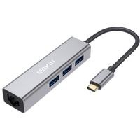 USB-C to Gigabit Ethernet USB A 3.0 Adapter Hub for USB C Type-C Thunderbolt 3 MacBook/MacBook Pro, Dell XPS 13, HP Spectre x2 and More (Space Gray)