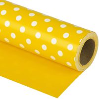 WRAPAHOLIC Reversible Gift Wrapping Paper - Yellow and Polka Dot Design for Birthday, Holiday, Wedding, Baby Shower Gift Wrap - 30 inch x 33 feet