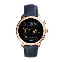 Fossil Q Men's Gen 3 Explorist Stainless Steel and Leather Smartwatch, Color: Rose Gold-Tone, Blue (Model: FTW4002)