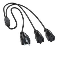 Pwr Power Extension Cord Cable Splitter - UL Listed 18AWG NEMA 5-15P to 2 x 5-15R Extender Strip Liberator Charger Outlet Saver 2 Ft