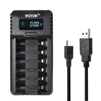 WOYUM LCD Battery Charger 6 Bay for Ni-MH Ni-CD Rechargeable Batteries AA AAA Batteries Charger with USB Port