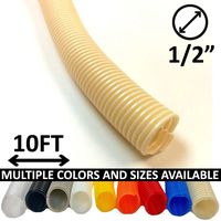 Electriduct 1/2" Split Wire Loom Tubing Polyethylene Flexible Conduit (0.5 Inch ID) - Beige - 10 Feet