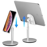 Cell Phone Stand, Tablet Holder, SAIJI Height Adjustable Aluminum Mount Dock, Compatible with iPhone Samsung Cell Phone, Tablet, iPad, Nintendo Switch, Kindle, Up to 10 Inch Screen (Sliver) ...