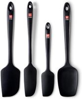 Di Oro Seamless Series 4-Piece Silicone Spatula Set - 600°F Heat-Resistant Pro-Grade Rubber Spatulas - Spoonula, Large Spatula, Small/Mini Spatula, and Jar Spatula - Kitchen Utensil Set (Black)