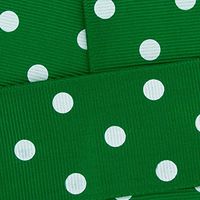 7/8" Grosgrain Ribbon White Dots 580 Emerald 25yd