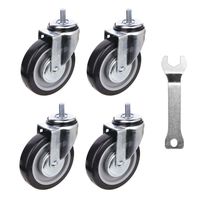 [T-REX CASTER] 5inch Light-Medium Duty Casters, All 1/2-13UNC1 Swivel Stem Caster Wheels with Black Polyurethane Wheels. Load Capacity - 900 Lbs Per Caster (Pack of 4) Unversal Fit. T505S-2(D/B) LN
