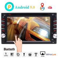 Android 9.0 Car Navigation Stereo with Bluetooth Double din Car Radio in Dash Car DVD Player 2 din GPS Sat System WiFi Mirrorlink Support USB SD 1080P Colorful Button Lights New UIs External Mic