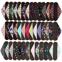 4 Pieces 14 Inch Overnight Charcoal Bamboo Reusable Mama Cloth/Menstrual Pads - You Choose 4 from 17 Designs and Send Message to Me