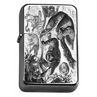 Sloth Furry Animal Flip Top Oil Lighter S10 Smoking Cigarette Smoker Includes Silver Case