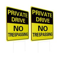 WaaHome 2 Pack Private Driveway Sign with Metal Wire H-Stakes, 12''X17'' Outdoor Private Drive No Trespassing Signs