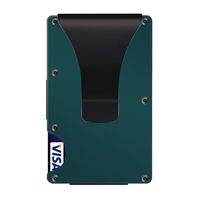 Aluminum Metal Wallet Front Pocket Minimalist Wallet & Money Clip Slim Wallet RFID Blocking (Dark Cyan)