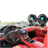 Xcellent Global 12V Car Dual Heads Cooling Fan Rotating Auto Quiet Ventilation with Kids Safe Design AT015