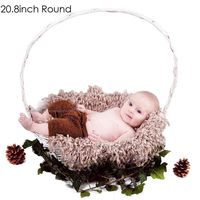 Newborn Photography Props，Hand Crochet Round Blanket with Fringe Newborn Photography Props Newborn Photography Basket Stuffer Filler Mat