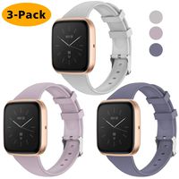 EZCO 3-Pack Sport Bands Compatible with Fitbit Versa/Versa 2 / Versa Lite, Waterproof Soft Silicone Breathable Sport Watch Strap Replacement Wristband Accessories Women Man for Versa Smart Watch