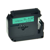 NineLeaf 1 Pack 3/8inch 9mm 8m Adhesive Label Tape Compatible for Brother PT-65 PT-90 Printers M-K721 MK721 Black on Green Cartridge