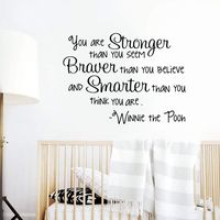 Ewdsqs Winnie The Pooh Wall Decal - Braver Stronger Smarter - Quote Wall Sticker Wall Art Nursery Decor Kids Baby Room Bedroom