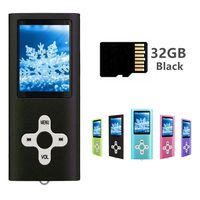 MP3 Player MP4 Player with a 32GB Micro SD Card, Runying Portable Music Player Support up to 64GB, Mini USB Port 1.8 LCD, with Photo Viewer, E-Book Reader, Voice Recorder & FM Radio Video (32GB Black)