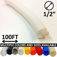Electriduct 1/2" Split Wire Loom Tubing Polyethylene Flexible Conduit (0.5 Inch ID) - White - 100 Feet
