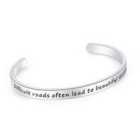 SAM & LORI Inspirational Cuff Bracelet Bangle Keep Going Motivational Mantra Quote Stainless Steel Engraved Best Friend Sister Gift for Women (Difficult roads often lead to beautiful destinations)
