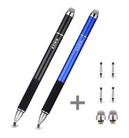 CCIVV Stylus Pen 2 in 1 Fine Point & Mesh Tip for Touch Screen, Compatible for Tablet and Cellphone (2Pcs, Black/Blue)