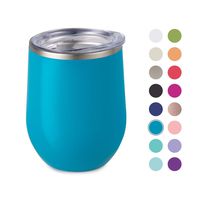Maars Bev Stainless Steel Stemless Wine Glass Tumbler with Lid, Vacuum Insulated 12 oz Aqua Cup | Spill Proof, Travel Friendly, Fun Cocktail Drinkware