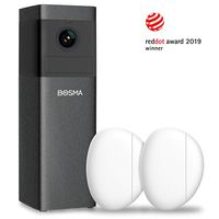 Bosma X1 Indoor Security Camera, 1080p HD with Color Night Vision, 2 Pack Door Window Sensors, 2-Way Audio, Auto Siren Alarm, Advanced Motion Detection, Sound Alerts