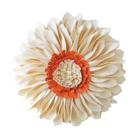 JWH Handmade 3D Flowers Accent Pillow Round Sunflower Cushion Decorative Pillowcase with Pillow Insert Home Sofa Bed Living Room Decor Gift 12 Inch / 30 cm Wool Creamy White Orange Center