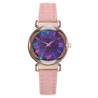 Cliramer Women's Fashion Simple Starry Dial Analog-Quartz Watch with Leather Belt (Pink)