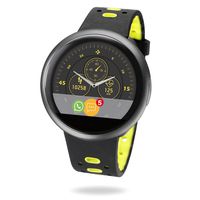 MyKronoz ZeRound2 HR Premium Smartwatch with Heart Rate Monitoring and Smart Notifications, Swiss Design, iOS and Android - Brushed Black / Black and Yellow Silicone Band