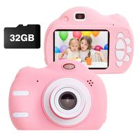 Kids Camera Toys for 3-9 Year Old Girls Gift Compact Cameras for Children Best Birthday Festival Gift for 4-8 Year Old Girl,Pink(32G SD Card Included)
