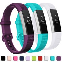 GEAK Compatible with Fitbit Alta and Fitbit Alta HR Band, Soft Classic Accessories Sport Bands Compatible for Fitbit Alta HR/Fitbit Ace,Large,Plum White Teal
