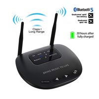 BANIGIPA Bluetooth V5.0 Transmitter Receiver for TV, Wireless Long Range 164FT Audio Adapter for Home Stereo, Support Dual Link, Pass-Through, AptX Low Latency, Aptx HD, Optical AUX RCA, 20 Hours