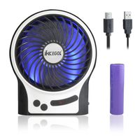 iKKEGOL Mini Portable Wireless Rechargeable Super Strong Wind Desk Fan W/Rechargeable Battery - 3 Mode Wind Speed Adjustable (Black)