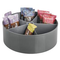 mDesign Deep Lazy Susan Turntable Storage Food Bin Container - Divided Spinning Organizer - 5 Sections - for Kitchen Cabinets, Pantry, Refrigerator, Countertops - BPA Free - Charcoal Gray