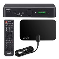 ViewTV AT-300 ATSC Digital TV Converter Box Bundle with ViewTV 25 Mile Flat HD Digital Indoor TV Antenna and HDMI Cable w/ Recording PVR Function / HDMI Out / Coaxial Out / Composite Out / USB Input