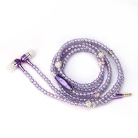 Headphone, Ugood Fashion 3.5mm In ear Stereo Magnetic Ear Bud Pearl Necklace Headphone Headset Super Bass Music Earphone Earbuds for Womens Gift (Purple)