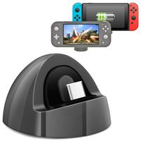 2020 Updated Nintendo Switch Lite and Nintendo Switch Portable Charging Dock, Portable Charging Stand Station with Type C Port Compatible with Nintendo Switch Lite 2019 and Nintendo Switch-Black