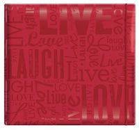 MCS MBI 13.5x12.5 Inch Embossed Gloss Expressions Scrapbook Album with 12x12 Inch Pages, Red, Embossed "Live, Laugh, Love" (848115)