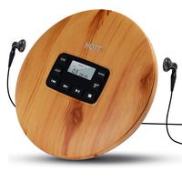 CD Player Portable, HOTT Small CD Player with Headphones, Personal Compact Discman CD Player Walkman Music CD Player, LCD Display, Electronic Skip Protection and Anti-Shock Function - Wood