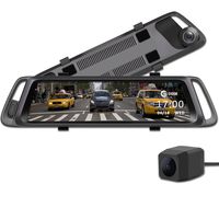 EHOOM A10 9.88" Full Touch Screen HD Mirror Dash Camera, Dual Lens Reversing Backup Cam, Car DVR with FHD 1080P Front Cam and HD 720P Rear Cam, Super Night Vision, WDR, HDR, Zero Blind Area - Grey