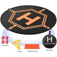 AURTEC Drone Landing Pad 4 LED Lights Included 32" Portable Fast-Fold RC Quadcopter Helipad for DJI Mavic Pro Air, Phantom 2 3 4 Pro, Inspire 2 1, Spark, Yuneec, 3DR Solo, GoPro Karma, Parrot & More