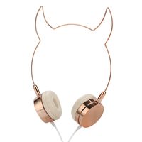SOMOTOR Wired Headphone, Cool Devil Ox Ear Cute Headphone On Ear Rose Gold