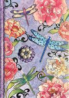 Pooch & Sweetheart Gold Foil Brooch Embellished Hardcover Journal ~ Dragonfly Peonies 96210