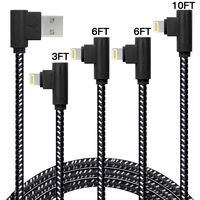 [4 Pack: 3ft/6ft/6ft/10ft] Made for The Game Connecting Cable - 2.4A Current 90 Degree MFi Certified Cable Compatible with Phone Charger Xs/XS Max/XR/X / 8/8 Plus / 7/7 Plus/Pad, and More