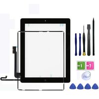 IPad 4 Touch Screen Glass Digitizer Replacement Assembly Includes Home Buttom + Camera Holder + Frame Bezel + Preinstalled Adhesive + Premium Repair Toolkit by FeiyueTech.（Black）