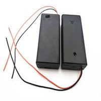 GFORTUN 2 Pack 2x1.5V AA Battery Holder Case Storage Box Wired with Cap On/Off Switch for Electronic Batteries Black Plastic