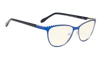 Blue Light Filter Computer Glasses Blocking UV420 Transparent Lens Eyeglasses Cat-eye Women (Blue-Silver, 1.50)
