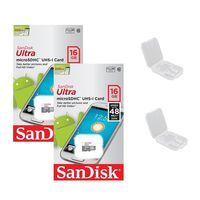 2 PACK - SanDisk Ultra 16GB MicroSDHC Memory Flash Card UHS-I Class 10 Micro SD SDHC Read Speed up to 48MB/s 320X SDSQUNB-016G-GN3MNA Wholesale Lot + ( 2 Cases )